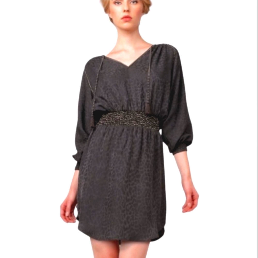 Rebecca Taylor 100% Silk Leopard Print Mini Dress Women's Size 4